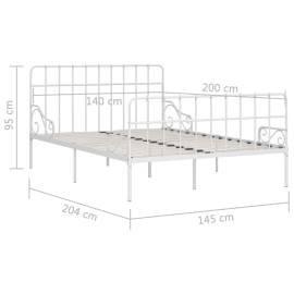 Cadru de pat cu bază din șipci, alb, 140 x 200 cm, metal, 5 image