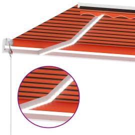 Copertină automată senzor vânt/led, portocaliu/maro, 500x300 cm, 6 image