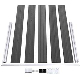Set de panouri de gard, negru, 526 x 105 cm, wpc, 5 image