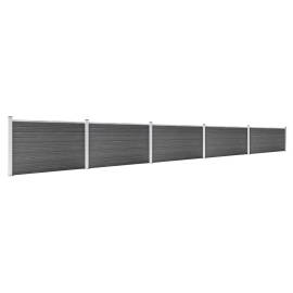 Set de panouri de gard, negru, 872 x 105 cm, wpc, 2 image