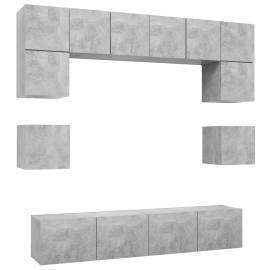 Set dulapuri tv, 8 piese, gri beton, pal, 2 image