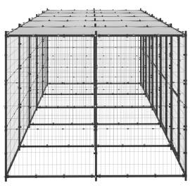 Padoc pentru câini de exterior cu acoperiș, 12,1 m², oțel, 3 image