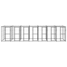 Padoc pentru câini de exterior cu acoperiș, 16,94 m², oțel, 2 image