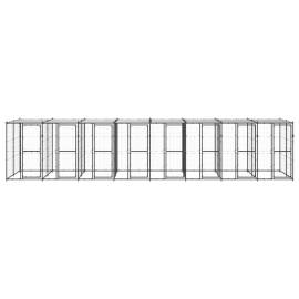Padoc pentru câini de exterior cu acoperiș, 19,36 m², oțel, 2 image