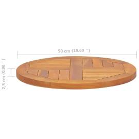 Blat de masă, 50 cm, lemn masiv de tec, rotund, 2,5 cm, 6 image