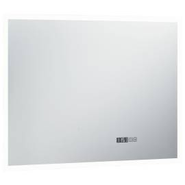 Oglindă cu led de baie cu senzor tactil și afișaj oră, 80x60 cm, 4 image