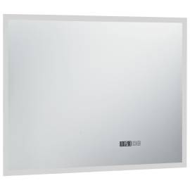 Oglindă cu led de baie cu senzor tactil și afișaj oră, 80x60 cm, 3 image