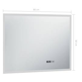 Oglindă cu led de baie cu senzor tactil și afișaj oră, 80x60 cm, 7 image