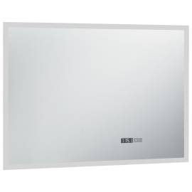 Oglindă cu led de baie cu senzor tactil și afișaj oră 100x60 cm, 3 image