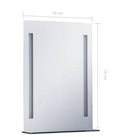 Oglindă cu led de perete pentru baie cu raft, 50 x 70 cm, 8 image