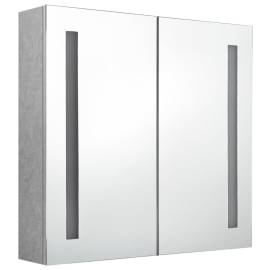 Dulap de baie cu oglindă și led, gri beton, 62x14x60 cm, 3 image