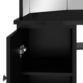 Masă de toaletă de colț, cu led, negru, 111x54x141,5 cm, 9 image