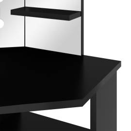 Masă de toaletă de colț, cu led, negru, 111x54x141,5 cm, 10 image
