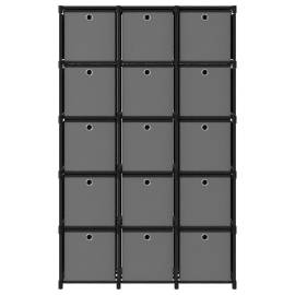 Raft expunere 15 cuburi, cutii, negru, 103x30x175,5 cm, textil, 3 image