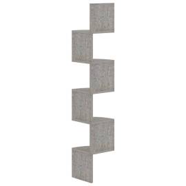 Raft de perete de colț, gri beton, 19x19x123 cm, pal, 3 image