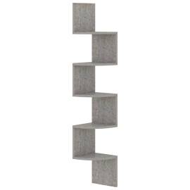 Raft de perete de colț, gri beton, 19x19x123 cm, pal, 2 image