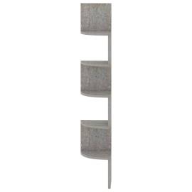 Raft de perete de colț, gri beton, 19x19x123 cm, pal, 5 image
