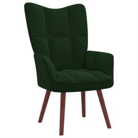 Scaun de relaxare cu taburet, verde închis, catifea, 6 image