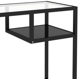 Birou de calculator, negru, 100x36x74 cm, sticlă, 6 image