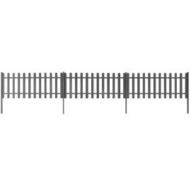 Gard din șipci cu stâlpi, 3 buc., 600x60 cm, wpc