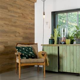 Wallart panouri perete aspect de lemn, maro ruginiu, stejar reciclat