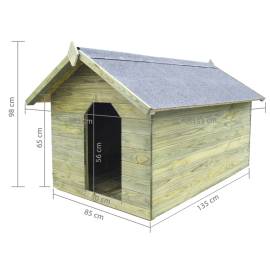 Cușcă câine de grădină, acoperiș detașabil, lemn pin tratat, 6 image