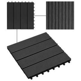 Plăci de pardoseală 11 buc, negru, 30 x 30 cm ,wpc, 1 mp, 4 image