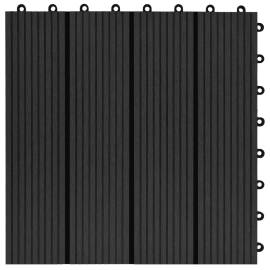 Plăci de pardoseală 11 buc, negru, 30 x 30 cm ,wpc, 1 mp, 5 image