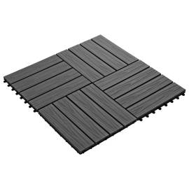 Plăci podea în relief, wpc, 11 buc., 30 x 30 cm, 1 mp, negru, 2 image