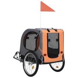 Remorcă de bicicletă pentru câini, portocaliu și gri, 3 image