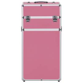 Troler de cosmetice, roz, aluminiu, 3 image