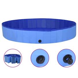 Piscină pentru câini pliabilă, albastru, 200 x 30 cm, pvc