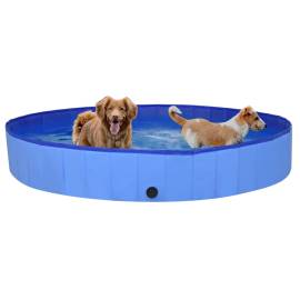 Piscină pentru câini pliabilă, albastru, 200 x 30 cm, pvc, 2 image