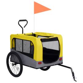 Remorcă bicicletă & cărucior 2-în-1 animale, galben și gri, 4 image