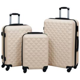 Set de valize cu carcasă rigidă, 3 piese, auriu, abs