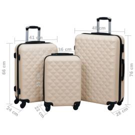 Set de valize cu carcasă rigidă, 3 piese, auriu, abs, 8 image