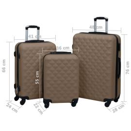 Set de valize cu carcasă rigidă, 3 piese, maro, abs, 8 image