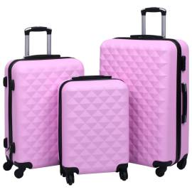 Set de valize cu carcasă rigidă, 3 piese, roz, abs