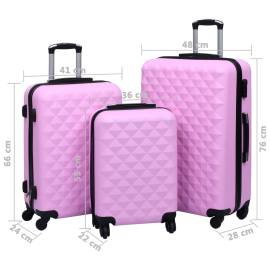 Set de valize cu carcasă rigidă, 3 piese, roz, abs, 8 image