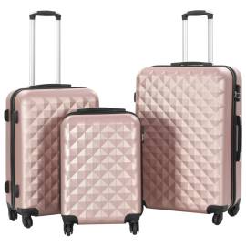 Set valiză carcasă rigidă, 3 buc., roz auriu, abs