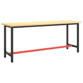 Cadru banc de lucru, negru mat/roșu mat, 190x50x79 cm, metal, 2 image