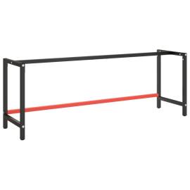 Cadru banc de lucru, negru mat/roșu mat, 220x57x79 cm, metal