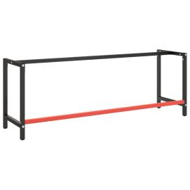 Cadru banc de lucru, negru mat/roșu mat, 220x57x79 cm, metal, 3 image