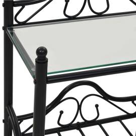Noptiere 2 buc, oțel și sticlă călită, 45 x 30,5 x 60 cm, negru, 7 image