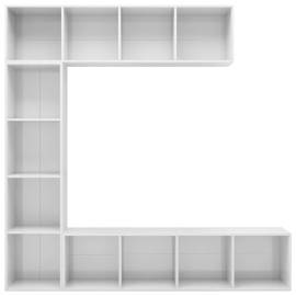 Set bibliotecă tv, 3 piese, alb foarte lucios, 180x30x180 cm, 4 image