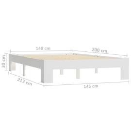 Cadru de pat, alb, 140 x 200 cm, lemn masiv de pin, 6 image