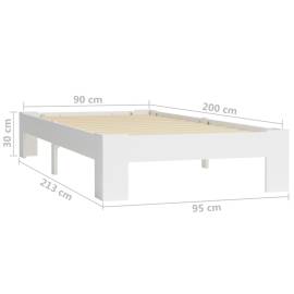 Cadru de pat, alb, 90 x 200 cm, lemn masiv de pin, 6 image