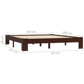 Cadru de pat, maro închis, 160 x 200 cm, lemn masiv de pin, 6 image