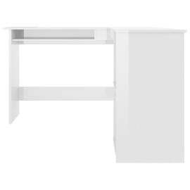 Birou de colț în formă de l alb extralucios 120x140x75 cm pal, 4 image