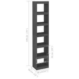 Bibliotecă/separator cameră, gri, 40x30x199 cm, lemn masiv pin, 8 image